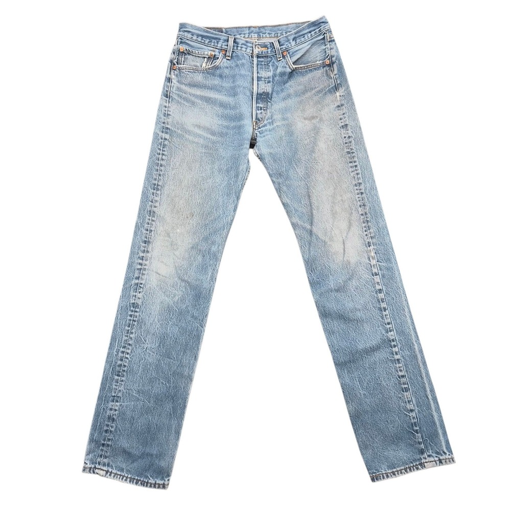 Levis 501 Original Fit Straight Leg Jeans Light Wash Blue Denim W34 L40 Mens